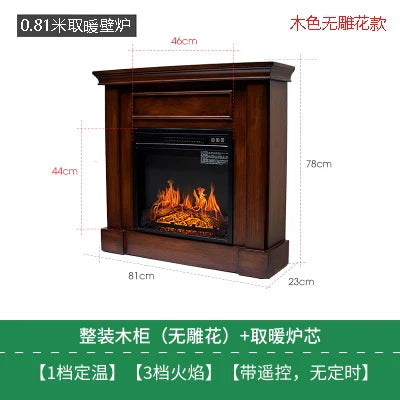 Natural Wood Living Room Fireplace Rustic  Decoration