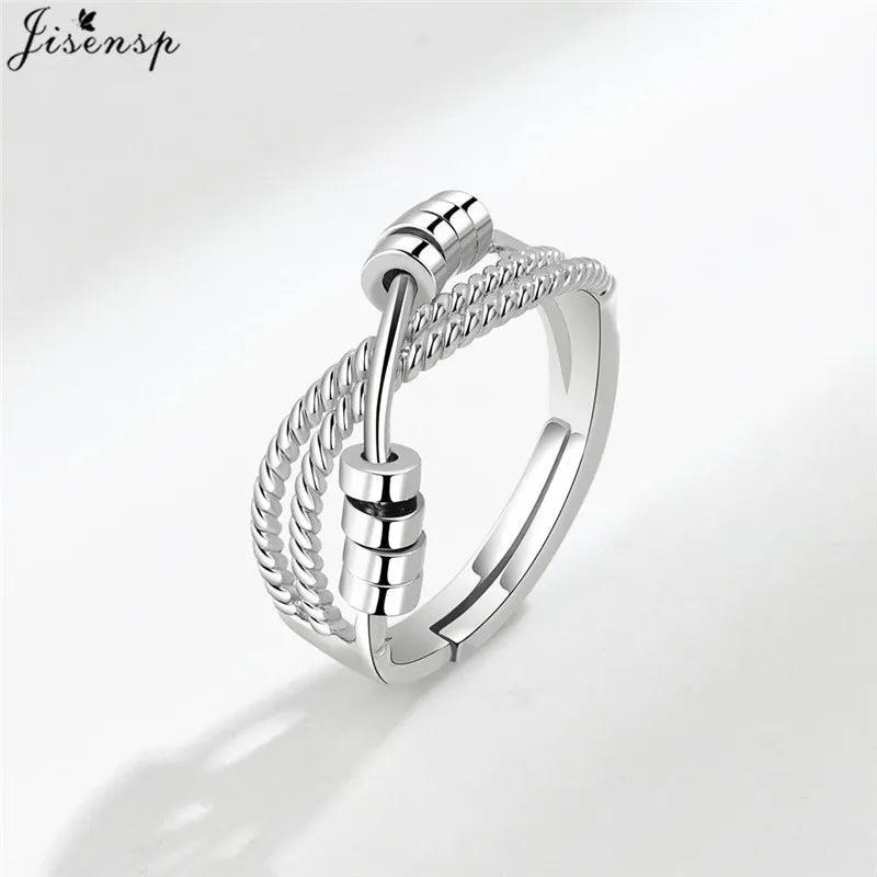 Luxury Fashion Fidget Spinner Ring Anxiety for Women Multiple Crystal Planet Butterfly Finger Rings Anti Stress Wedding Jewerly