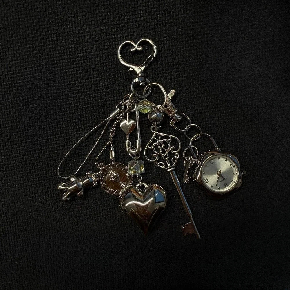 Original Hollow Heart Pocket Watch Chain Keychain Design Steampunk Clock Vintage Necklace Pendant Jewelry Watch Men Women Gift