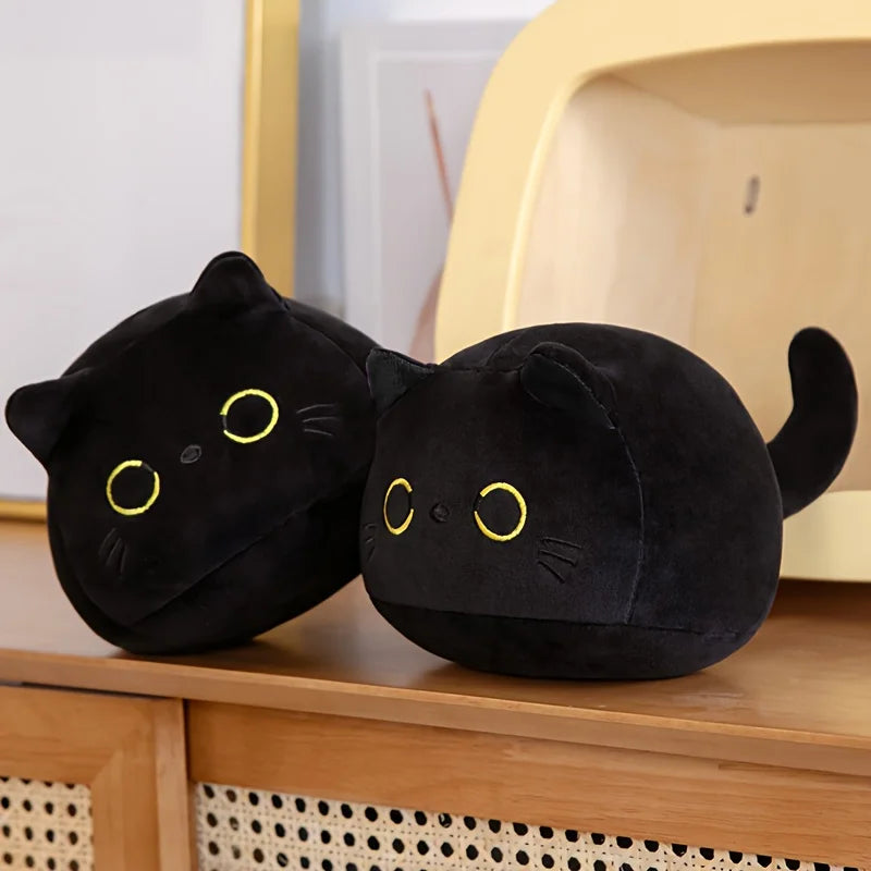 Adorable Black Cat Plush Pillow - Soft, Hugable, with Cute Expression - Birthday, New Year and Christmas Gift for Cat Lovers
