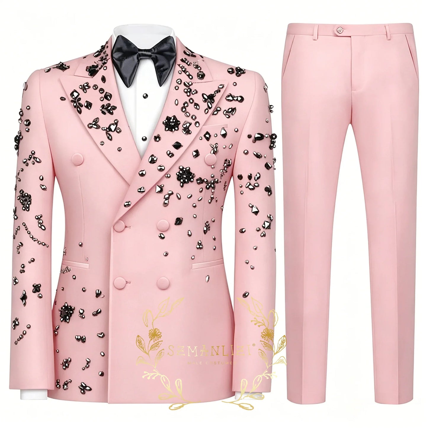 Fashion Burgundy Boy Suit Crystals Wedding Tuxedo Double Breasted Formal Child 2 Pieces Blazer Pants costume enfant garçon
