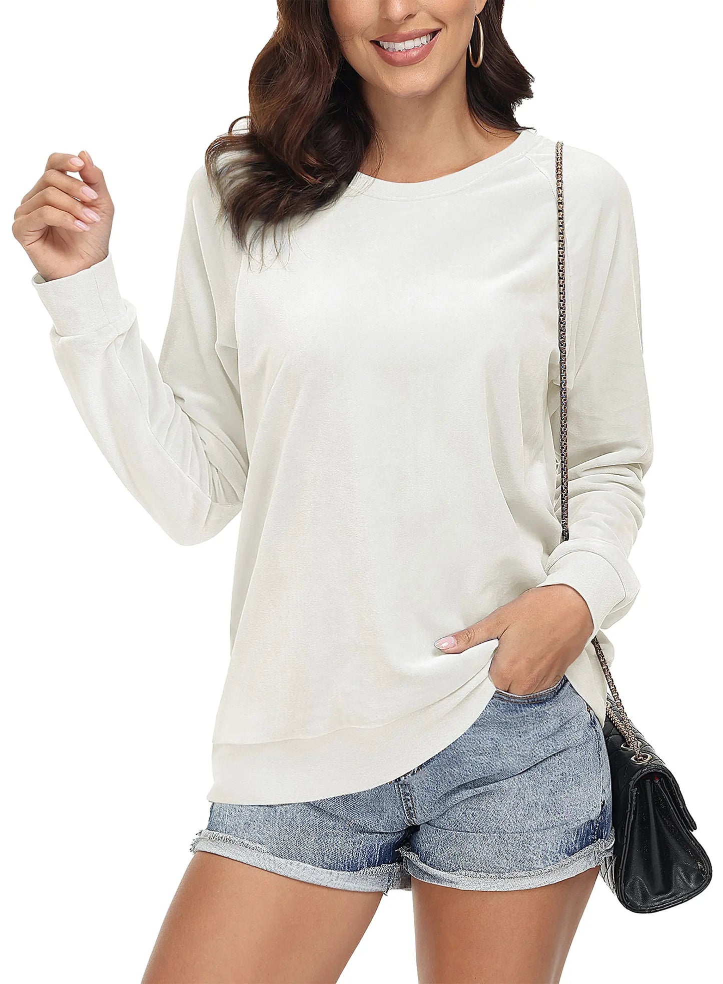 TACVASEN Spring Lightweight Crew Neck Pullover Womens Casual Soft Fuzzy Sweatshirts Warm Hoodies Sweet Streetwear Sports Tops