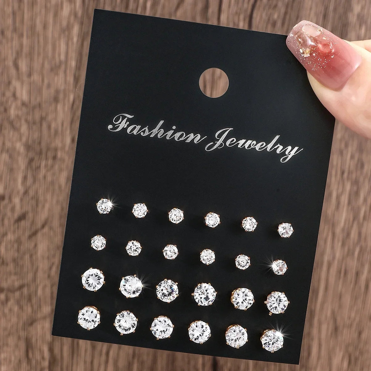 New 12 Pair Pack White Shiny Wedding Stud Earrings Set For Women Men Crystal Rhinestone Earrings Party Jewelry Accessories Gifts