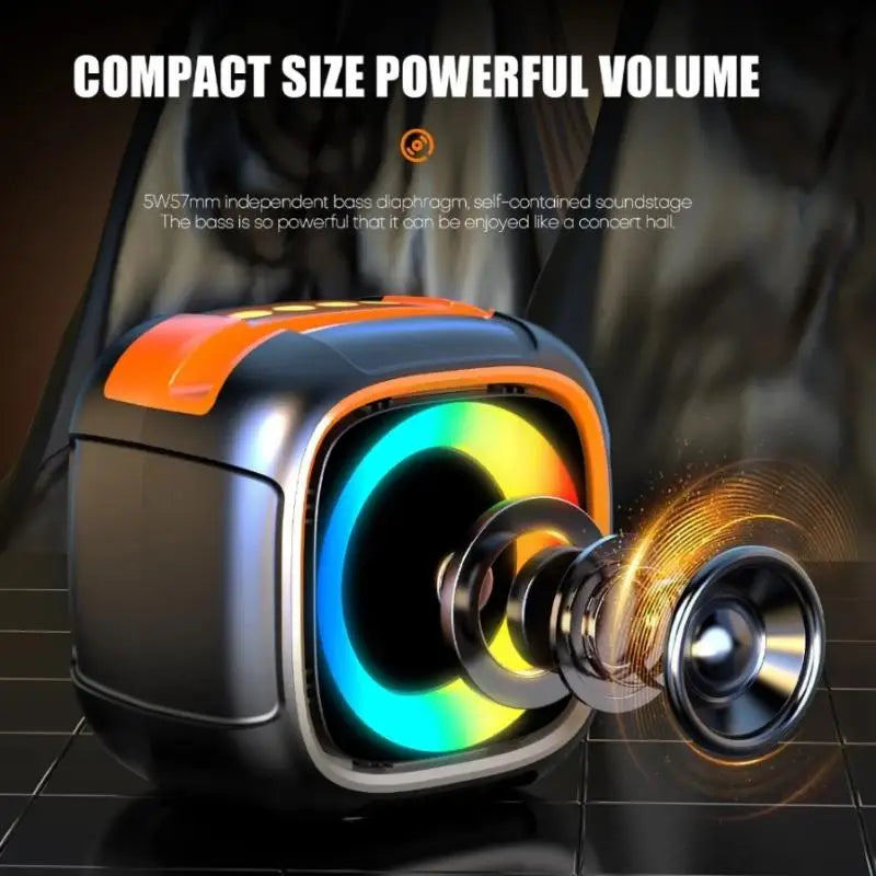 Mini Portable Bluetooth Speaker With Phone Holder, RGB Lights, Super Bass & 10H Playtime For Travel