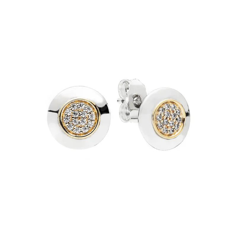 100%925 Pure Silver Classic Water-Drop Heart-Shaped Round Stud