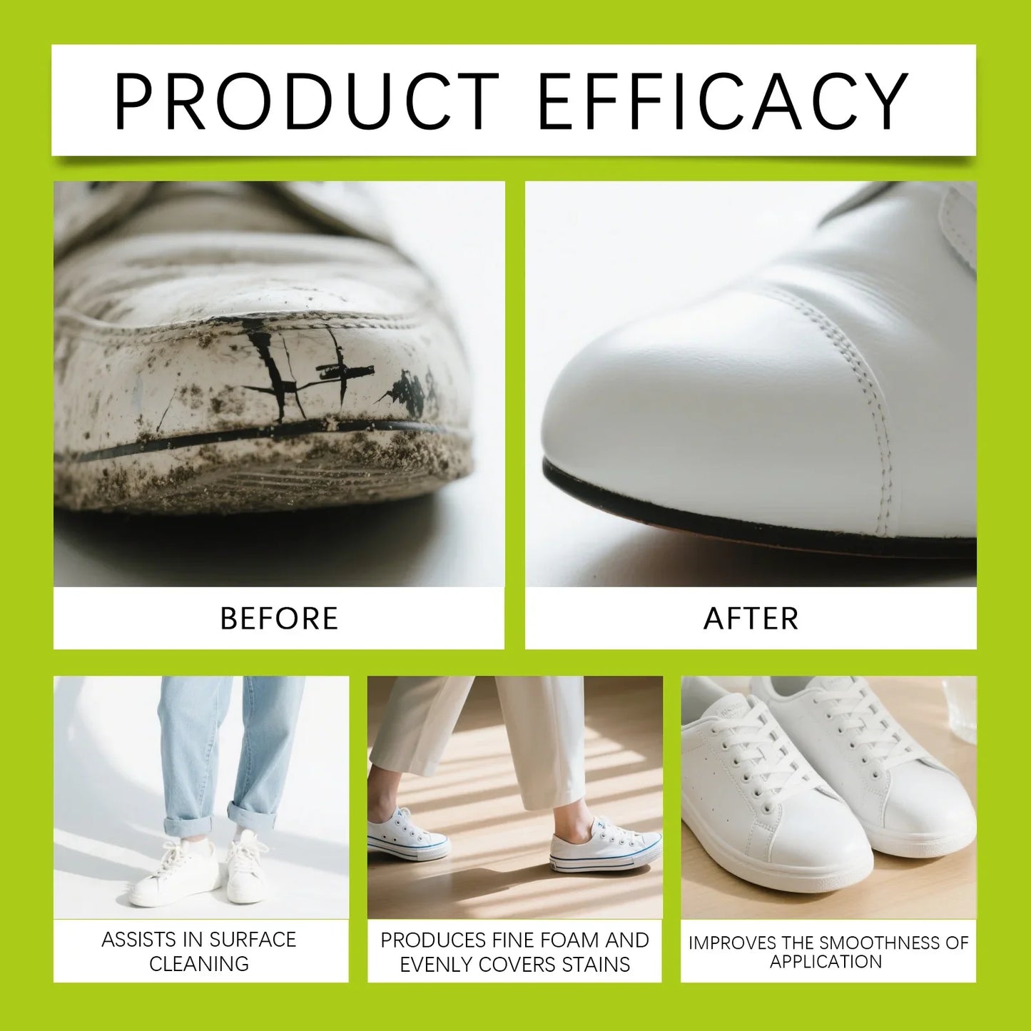 White Shoe Cleaner Sneaker Cleaning Kit Foam Cleaner Shoe Whitener Stain Remover Waterless Yellowing Remover 100ml Deep Clean