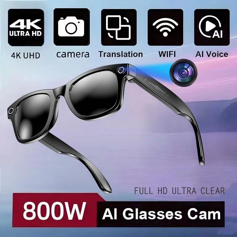 New 800W Camera AI Glasses, Color-Changing Smart Translation Glasses, Photo, Video Recording, Waterproof, Call Smart Sunglasses.