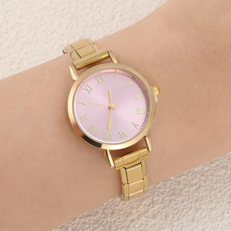 1PC 's Stainless Steel Round Simple Watch Bracelet Bangle for Friend