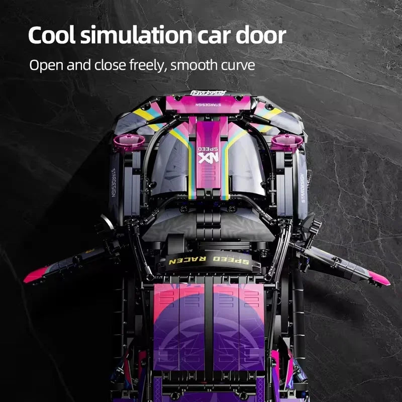 New 1611PCS Cyberpunk Mechanical Sports Car Building Block Toy Remote Control Racing Car Adult Children Birthday Christmas Gifts