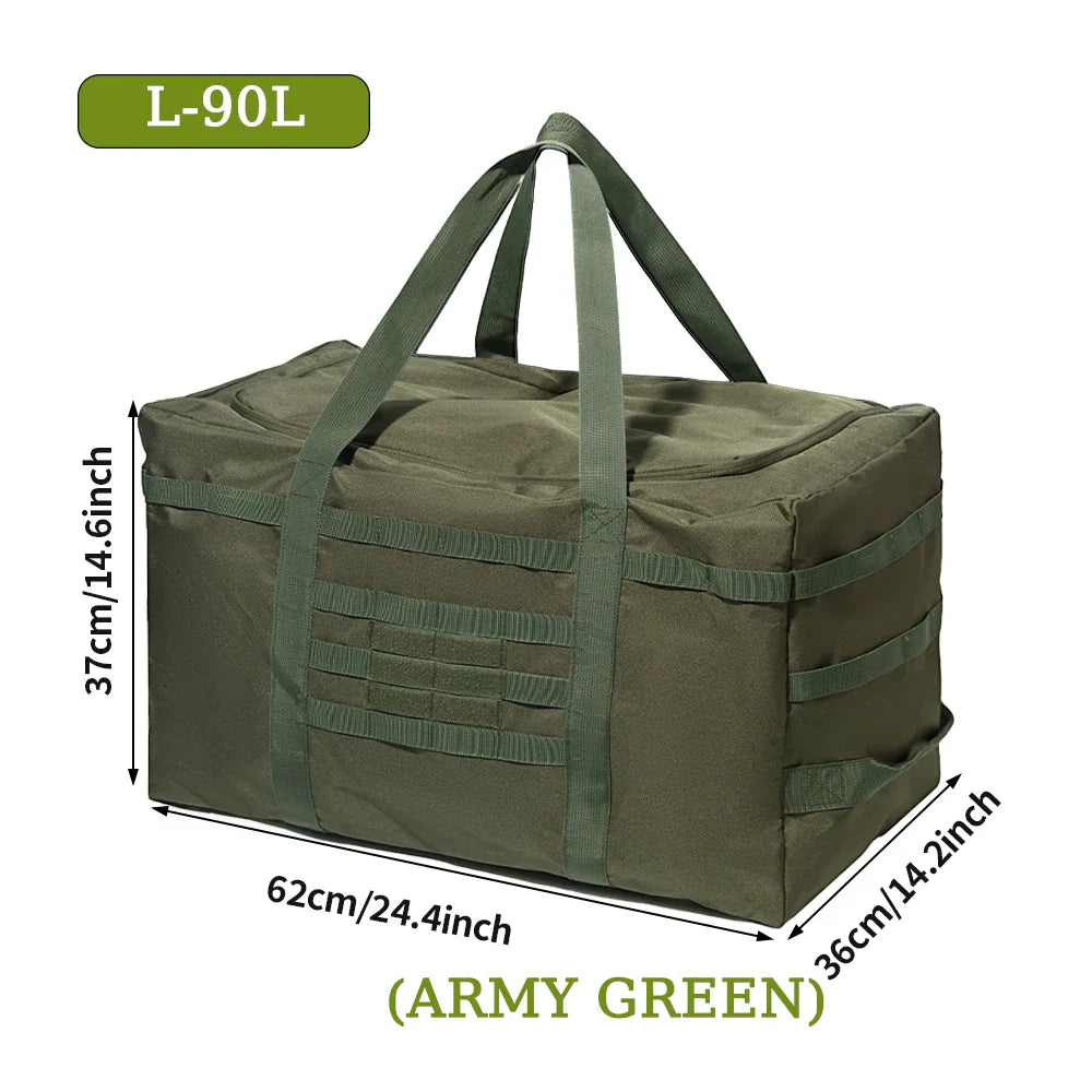 Large Duffle Bag (60L/90L Capacity Optional) - For Gear Load Out, Camping Storage, Deployment Cargo & Travel Sports Equipment.