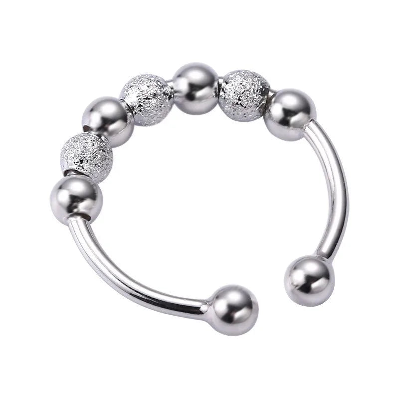 New Fidget Beads Rings for Women Men Rotate Freely Anti-stress Anxiety Ring Worry Stress Relief Jewelry Adjustable Stacking Ring
