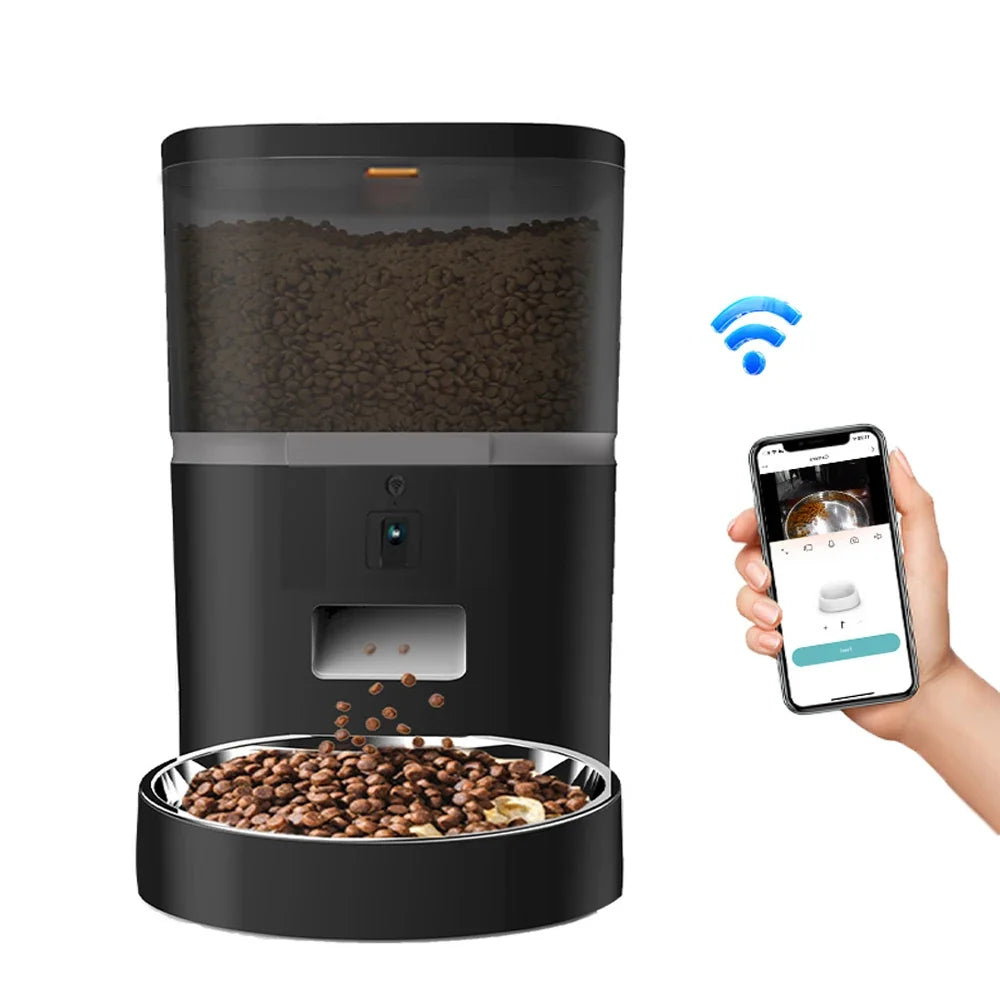 4L With HD Camera Automatic Pet Feeder Cat And Dog Food Automatic Dispenser Suitable For Two Pet Cat And Dog Feeding Remote Feed