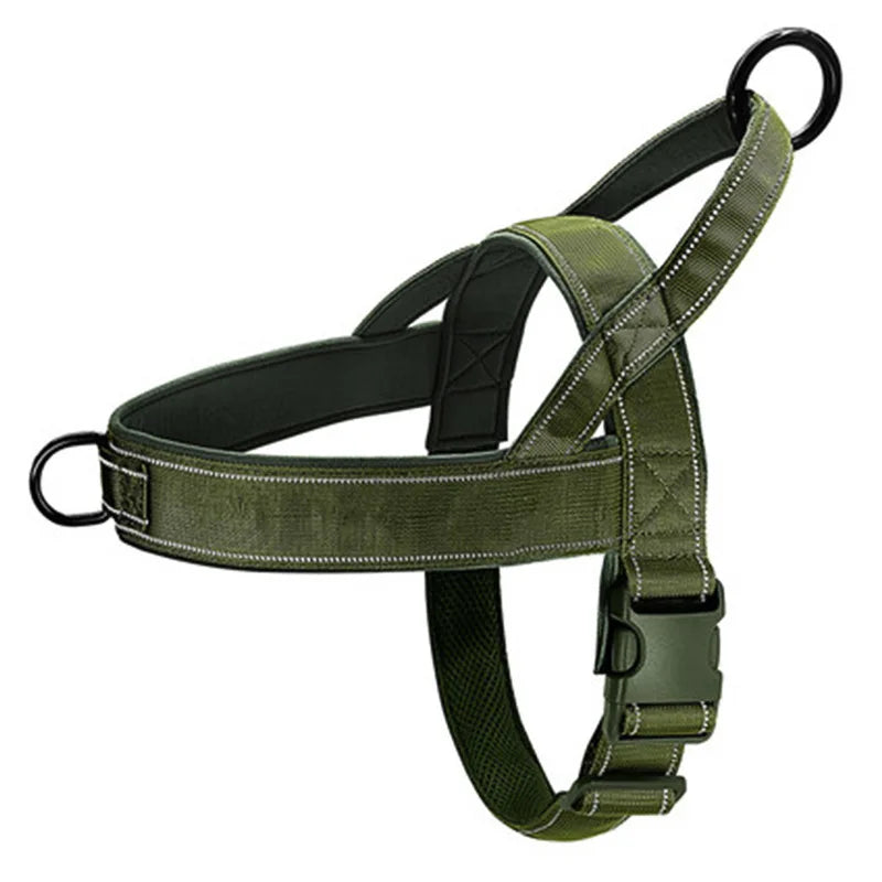 Reflective Tactical Anti-Pull Dog Harness Nylon Adjustable Escape Proof for Large Dog Outdoor Training Vest with Handle