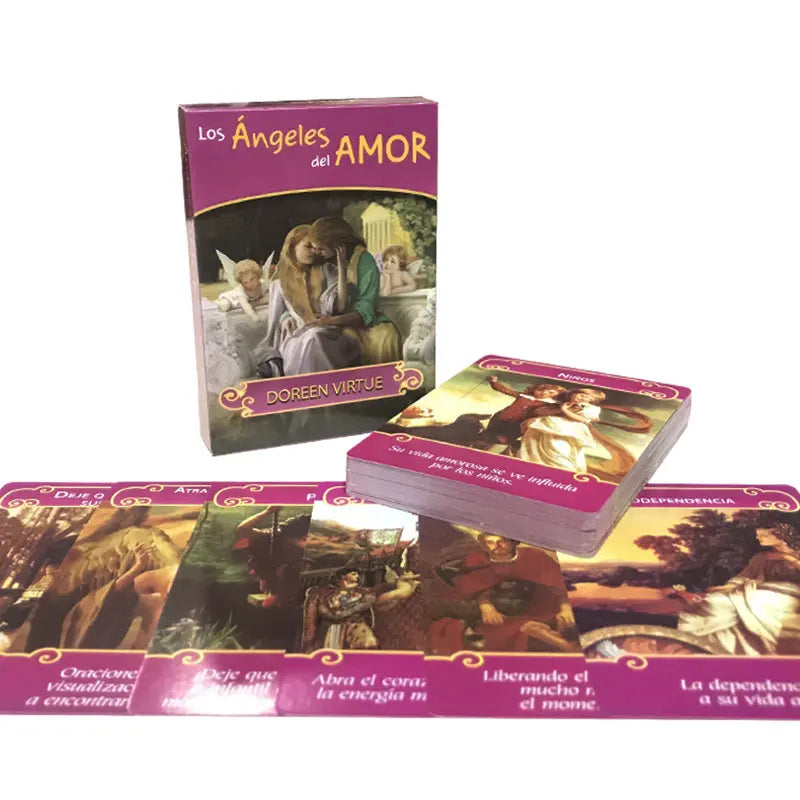 Spanish: Los Angeles Del Amor Oracle Fate Divination Prophecy Card Family Party Game Toy Tarot Card PDF Guide