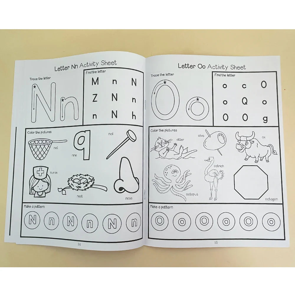 Letters A-Z Letter Tracing Practice Workbook Preschool English Learning Kindergarten Alphabet Writing Coloring Book Montessori