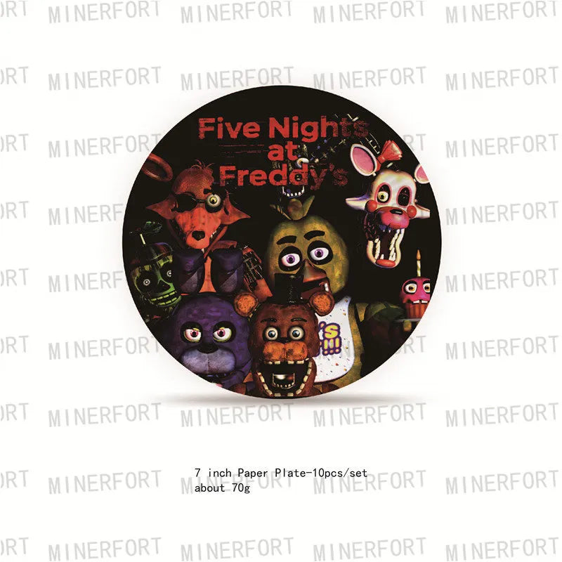 FNAF Five Nights Freddyed Birthday Party Decorations Disposable Tableware Cup Plate Party Supplies