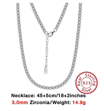 ORSA JEWELS Bling Zircon Tennis Necklace 925 Sterling Silver Italian Handmade Iced Out CZ Tennis Chain Jewelry For Men Women SSC