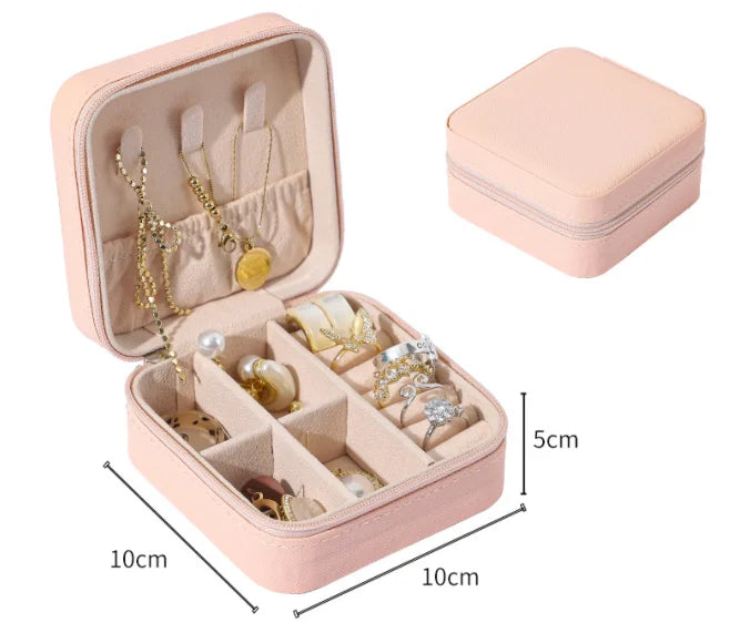 Portable Jewelry Storage Box Travel Organizer Jewelry Case PU Leather Storage Earrings Necklace Ring Jewelry Organizer Display