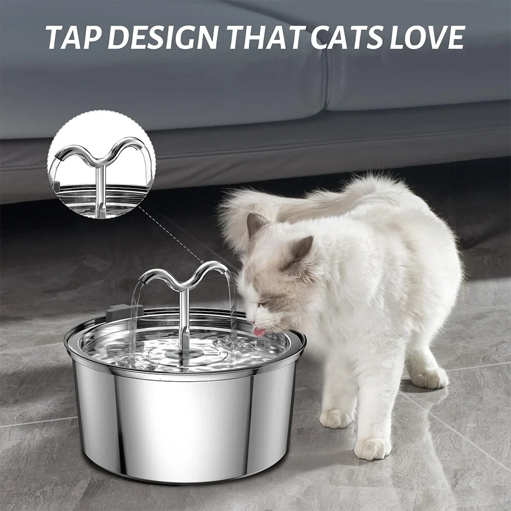 3L Cat Water Fountain Stainless Steel Pet Water Fountain with Automatic Water Fountain for Cats Inside Dog Fountain Dispenser
