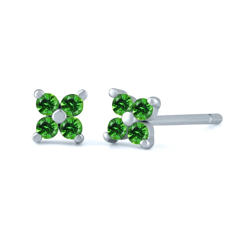 925 Sterling Silver Needle Small Geometry Triangle Crystal Stud Earring for Woman Lovers' Couples Bling Simple Piercing Earrings
