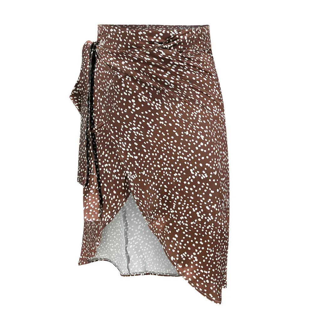Temperament Skirt Women's Fashion Summer Casual Leopard Print Front Split Long Skirts Holiday Fashion Streetwear for Ladies