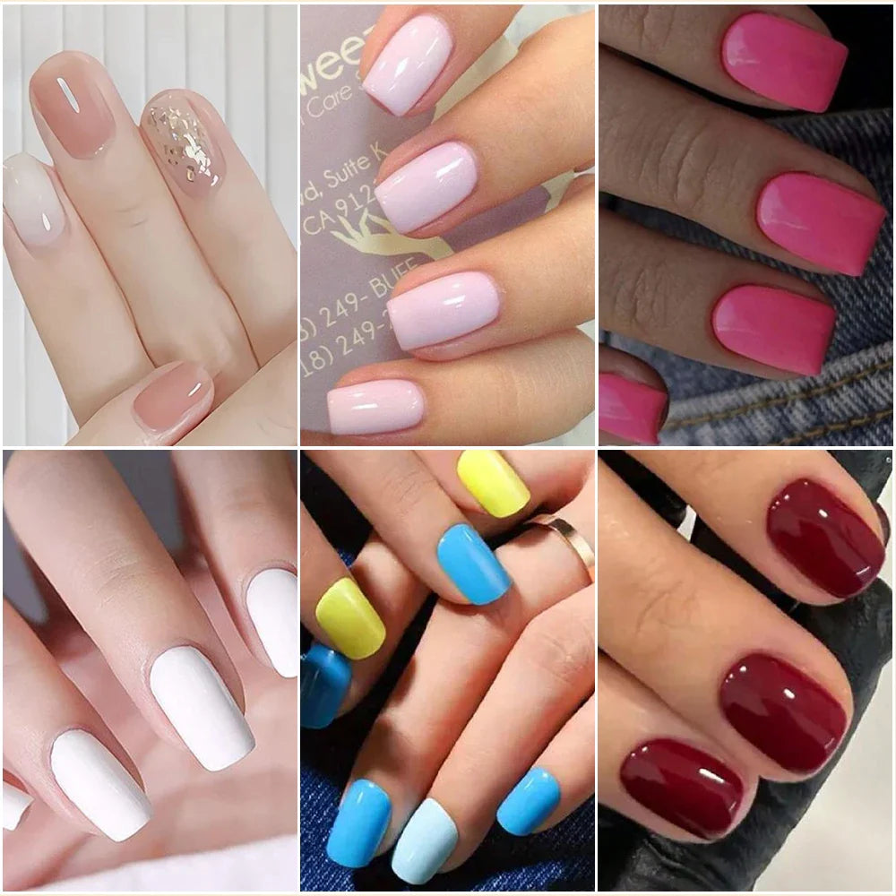 576pcs/Box Colorful Fake Nails Black Red Design, Oval Short Square Press On Mixed Full Cover Nail Tips.