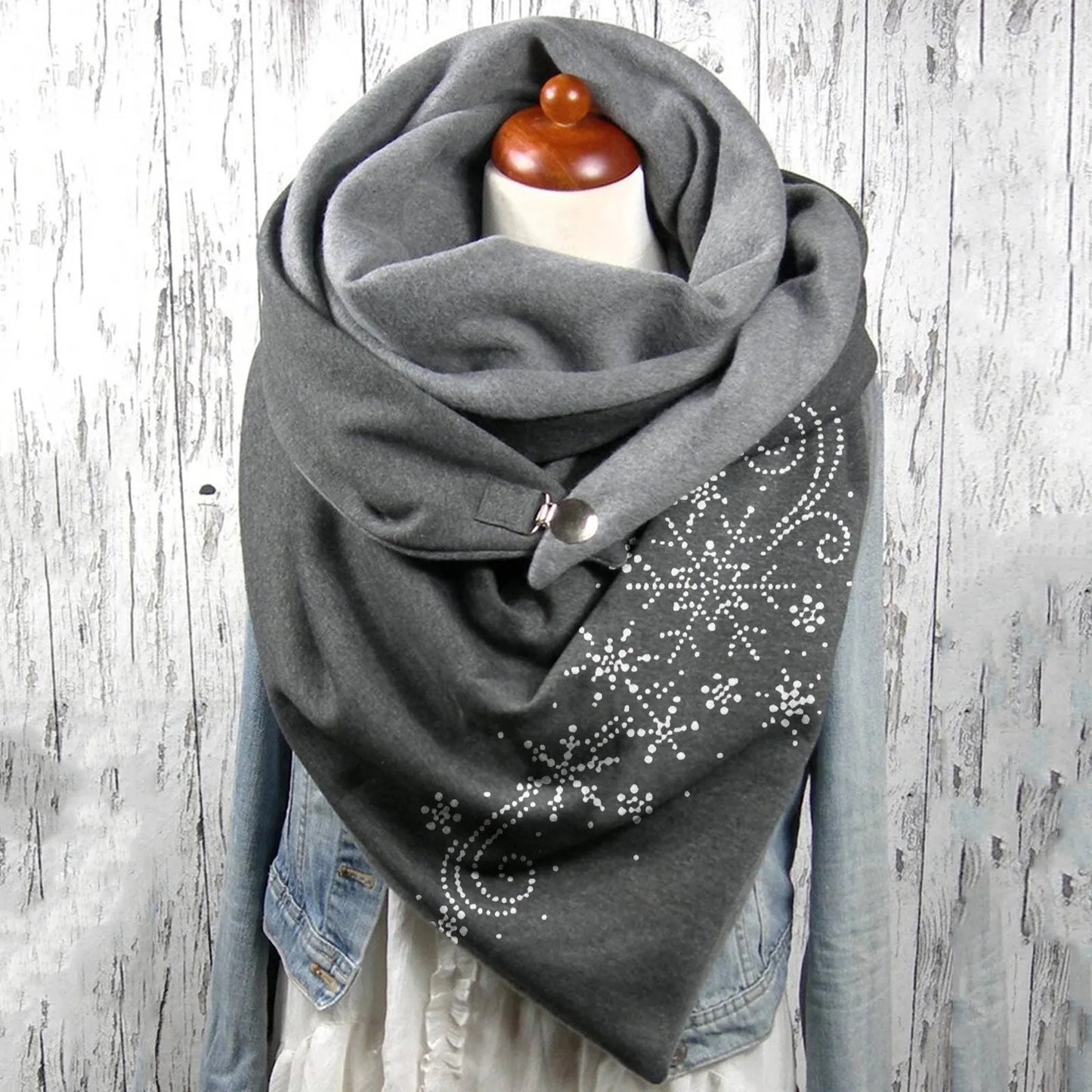 Fashion Scarf Graphic Music Note Print Square Scarves With Button Clasp Women Winter Warm Scarf Female Neck Warmer Blanket Wraps