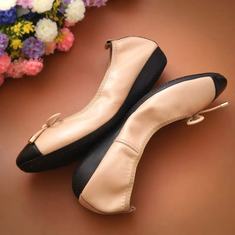 Four Seasons Loafers Genuine Leather Ballerina Flats Gommini Leisure Soft Bottom Stitching Color Women Shoes Size 35-43