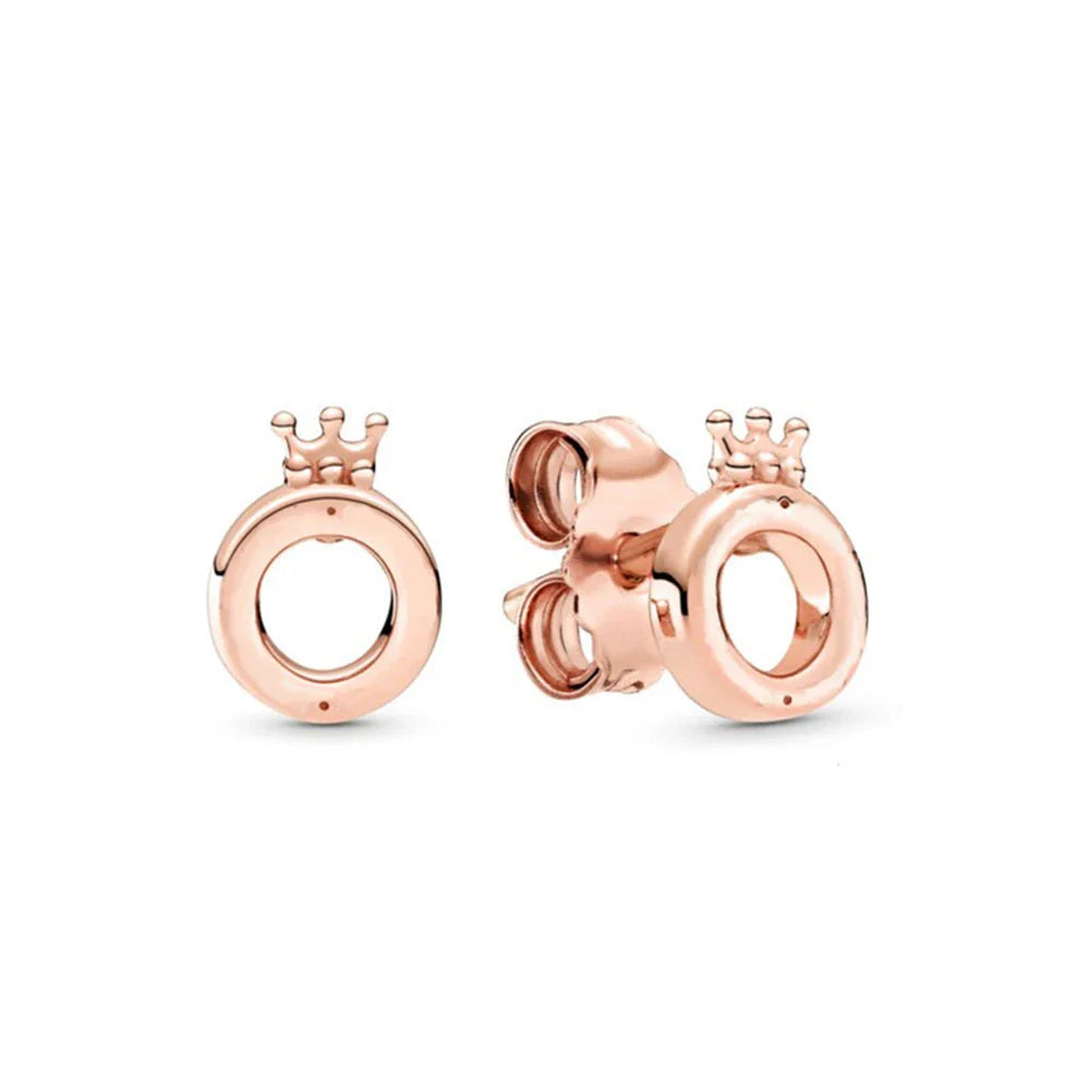 925 Sterling Silver Stud Earring Love Heart Crown Hoop Signature Logo Earrings For Women Making Wedding Party Engagement Jewelry