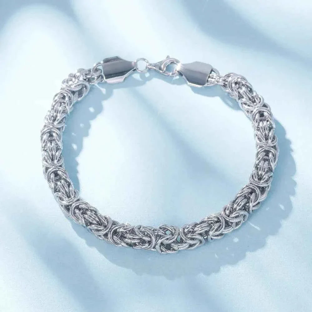 S925 Sterling Silver Byzantine Emperor Chain Bracelet