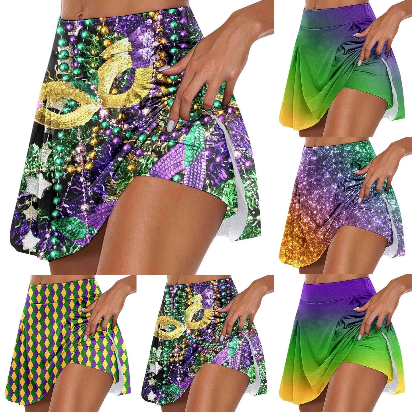 Skirts for Women Womens Daily Casual Workout Printed Skirt Tennis Yoga Sport Active Skirt Shorts Skirt Full Skirt