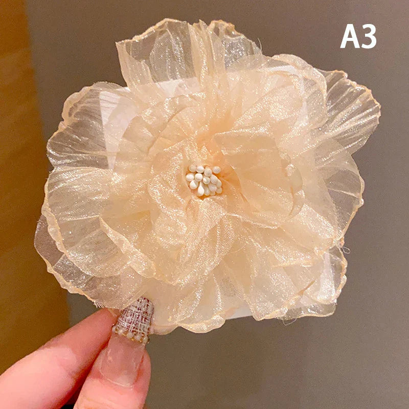 1PC Women Chic Fashion Flowers Hair Clips Gift Sand Beach Colorful Handmade Butterfly Orchid Vacation Hair Accessories