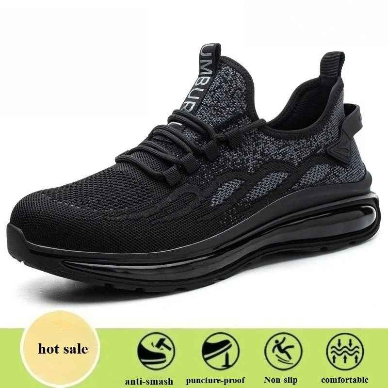 Women Shoes Breathable Indestructible Safety Shoe Anti Smash Anti Puncture Steel Toe Construction Work Boots Spring Women Sneake
