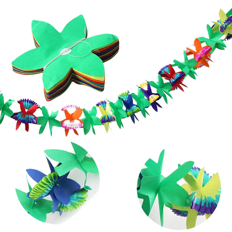 Hawaiian Party Decorations Flamingo Garlands Banner Balloons For ALOHA Luau Party Tropical Summer Beach Birthday Party Supplies
