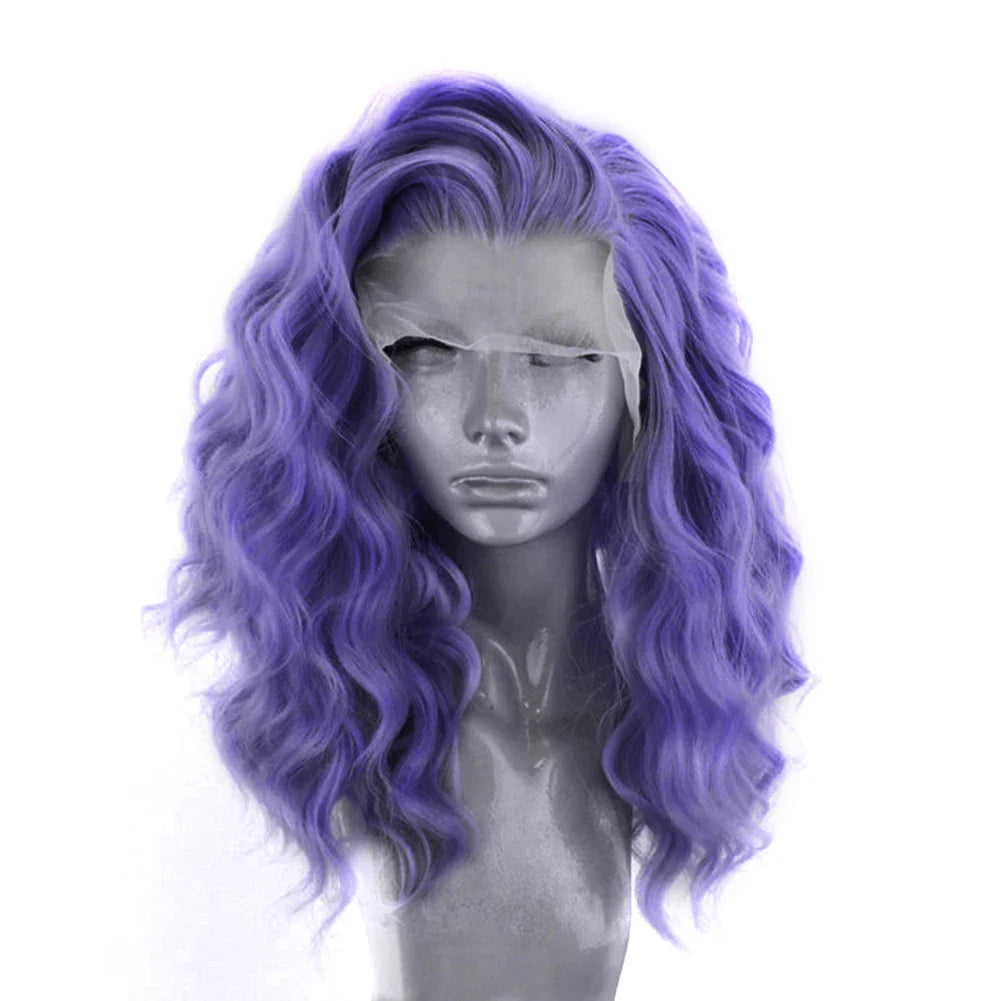 Charisma Synthetic Lace Front Wig Purple Color Short Wigs For Women Heat Resistant Natural Hairline Cosplay Wigs Short Bob Style