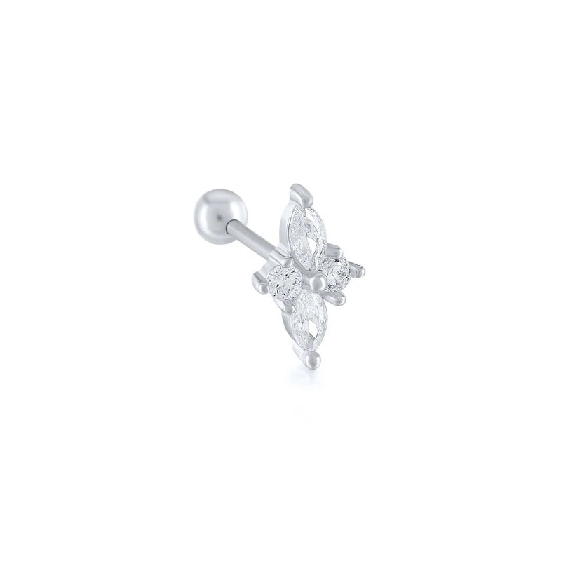 CANNER Pendientes Plata 925 Piercing Stud Earrings For Women Cubic Zirconia 925 Sterling Silver Cartilage Earring Jewerly 1pcs