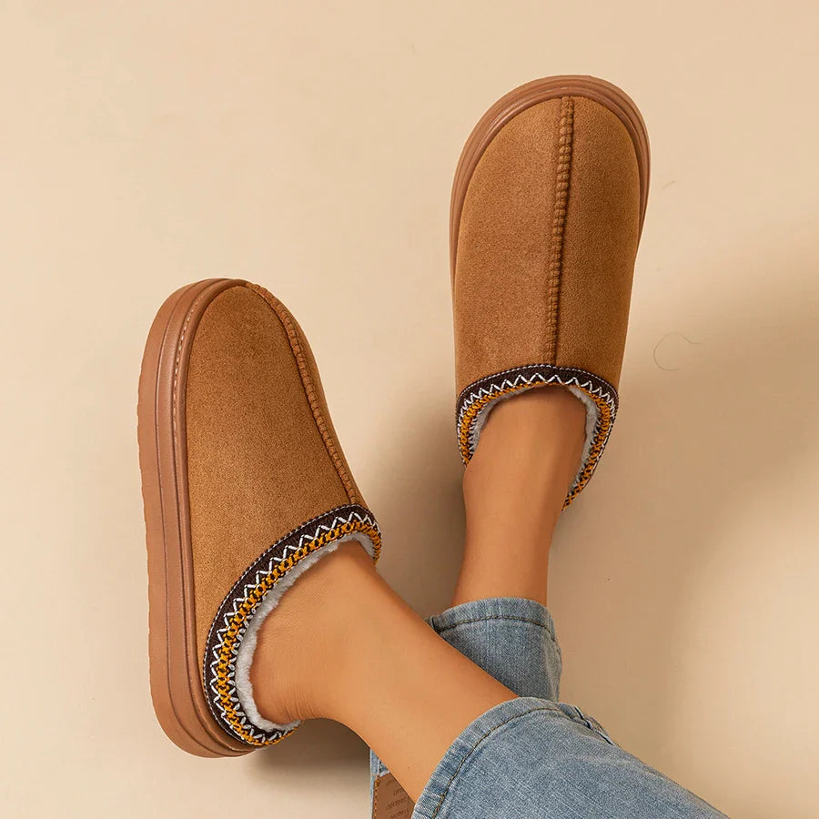 Women's Slippers Boots Fashion, Fuzzy Fur Anti-slip Soft Sole.