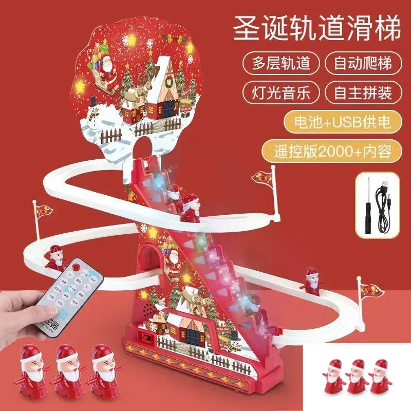 Santa Claus Electric Track Slide Toys Christmas Electric Slide Track Toy Gift Early Learning Educational Christmas Slide Toys