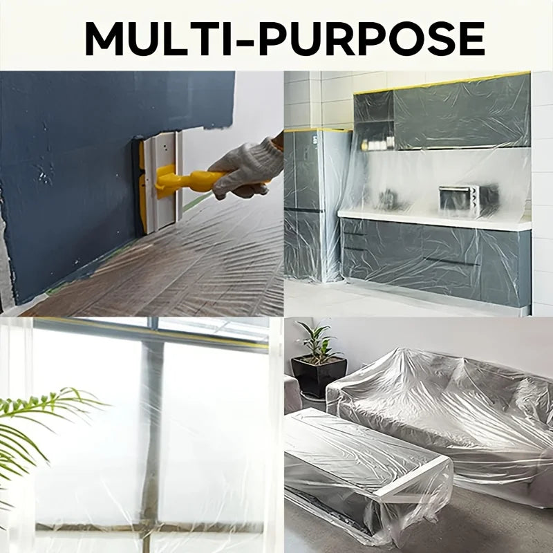 3PCS Large Disposable Plastic Dust Cover Transparent Furniture Protector Sheet for Painting Moving Gardening 4x5M 5x7M Gear