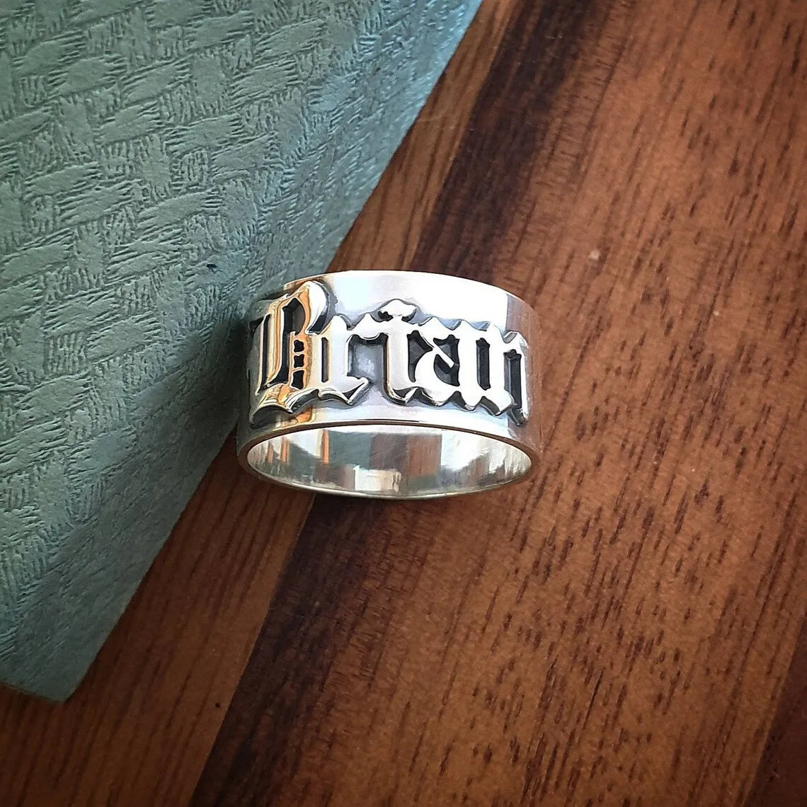 12MM Men' Gothic Rings Personalized Old English Hip-Hop Name Ring
