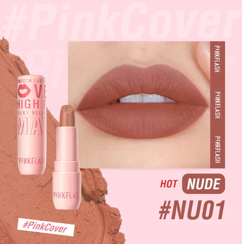 PINKFLASH Velvet Matte Lipstick High Pigment Long-lasting Lip Gloss Silky Moisturize Liquid Lip Tint Smooth Lip Cream Cosmetics