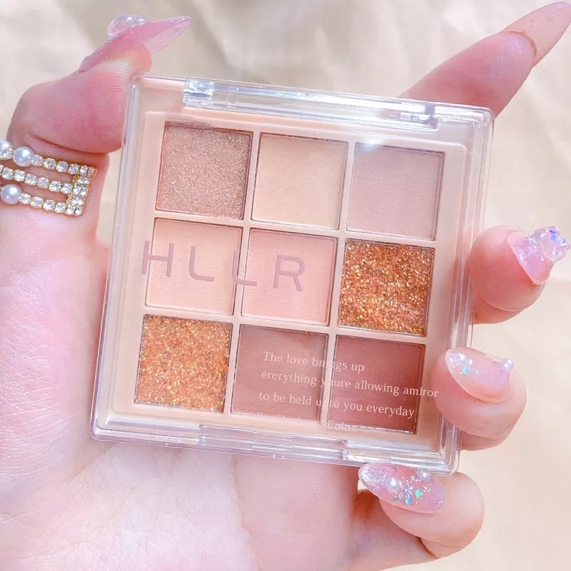 NEW Nine-color Eyeshadow Palette Earth Color Pearly Matte Milk Tea Eye Shadow Broken Gold Plate Waterproof Powder Matte Cosmetic