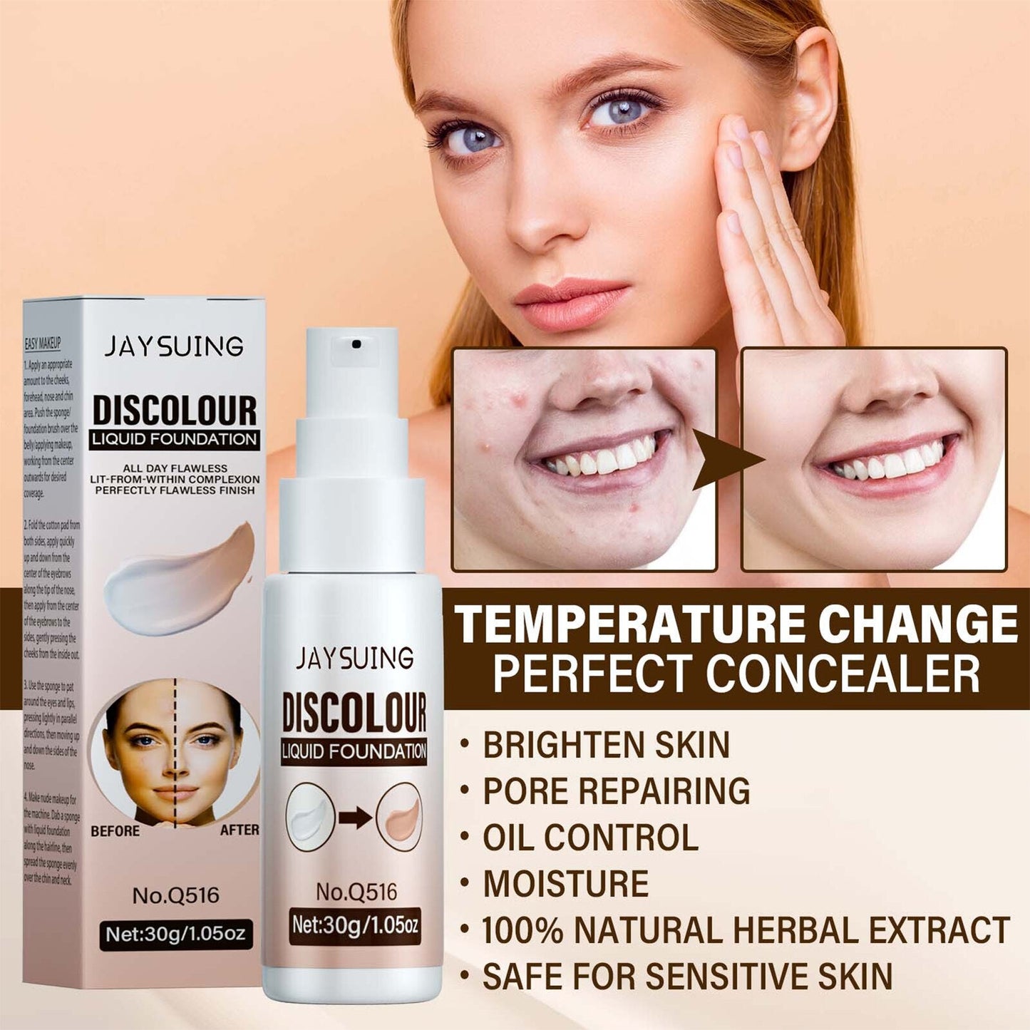 Liquid Foundation For Women Moisturizing BB Cream Makeup Cosmetic With Color-Matching Formula Infallible Concealer Liquid Cream