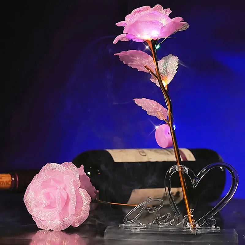 5/10/20PCS Valentine's Day Foil Plated Rose Gold Lasts Forever Love Wedding Decor Foil Rose Artificial Wedding Mother's Day Gift