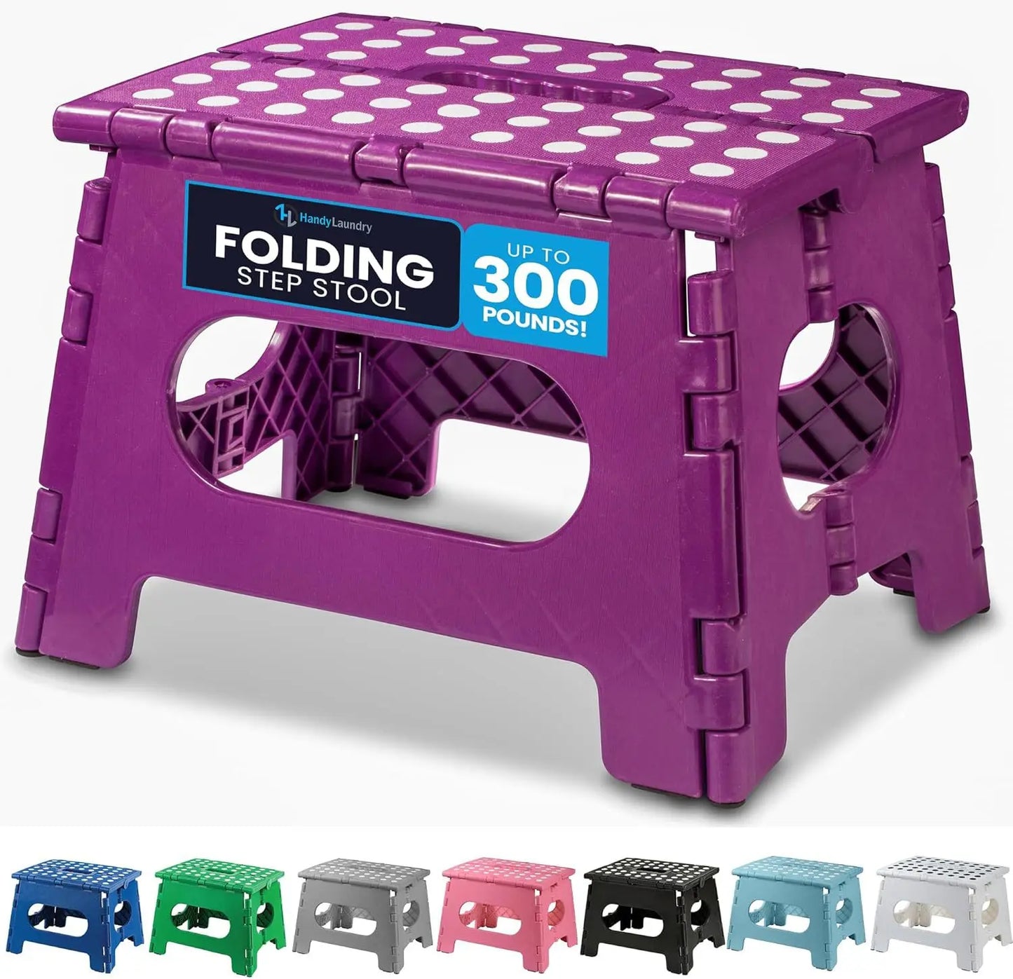 Folding Step Stool with 9 Inch Height (Pack of 1),Holds Up to 300 lbs.