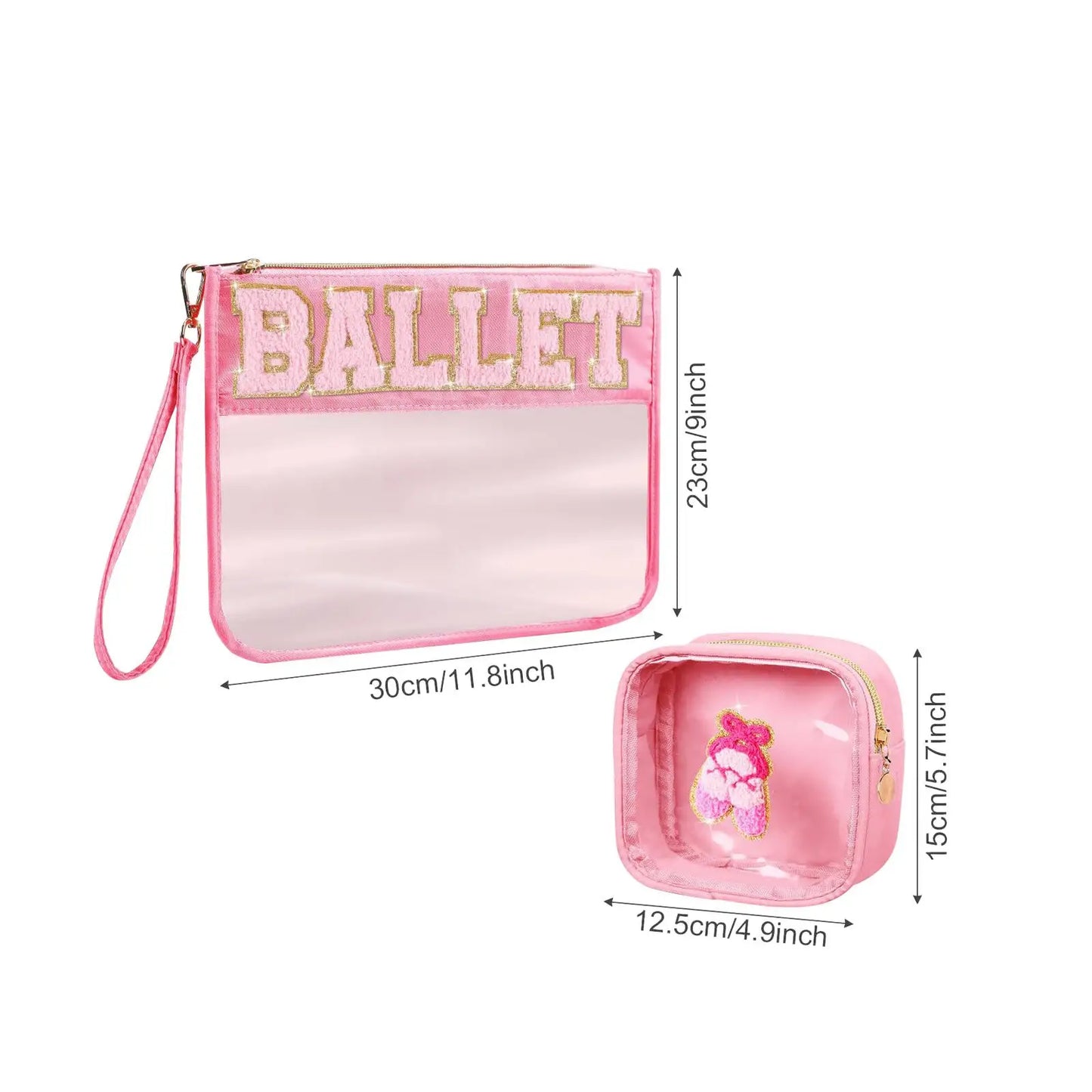 2Pcs Makeup Organizer Purse PVC Handheld Bathroom Bag for Toiletries Brushes Set