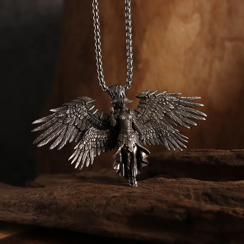 Gothic Wings Grim Reaper Pendant Half Body Skull Necklace Biker Punk Rock Jewelry Halloween Gift