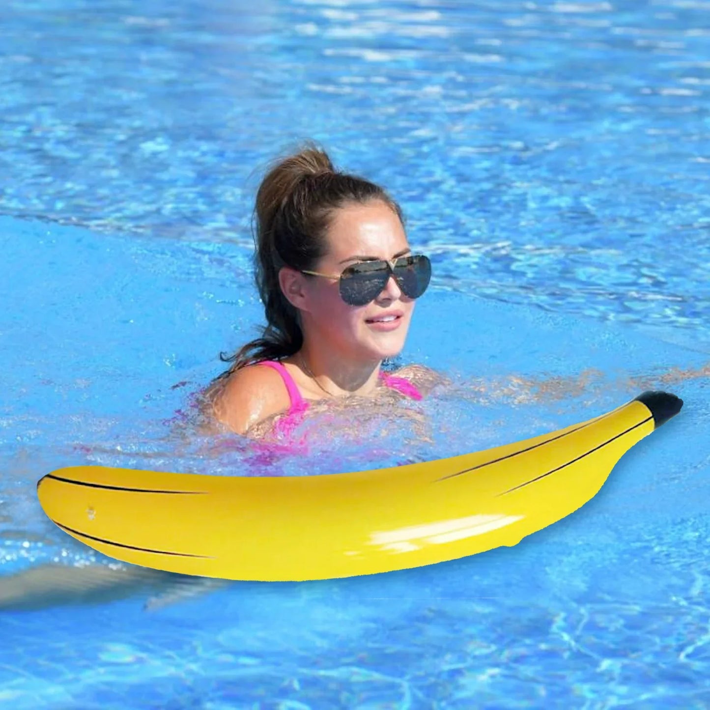 New Inflatable Big Banana PVC Blow Up Pool Water Toy Cute Beach Party Decor Kids Toy Kids Fruit Toy Inflated With Mouth Summer