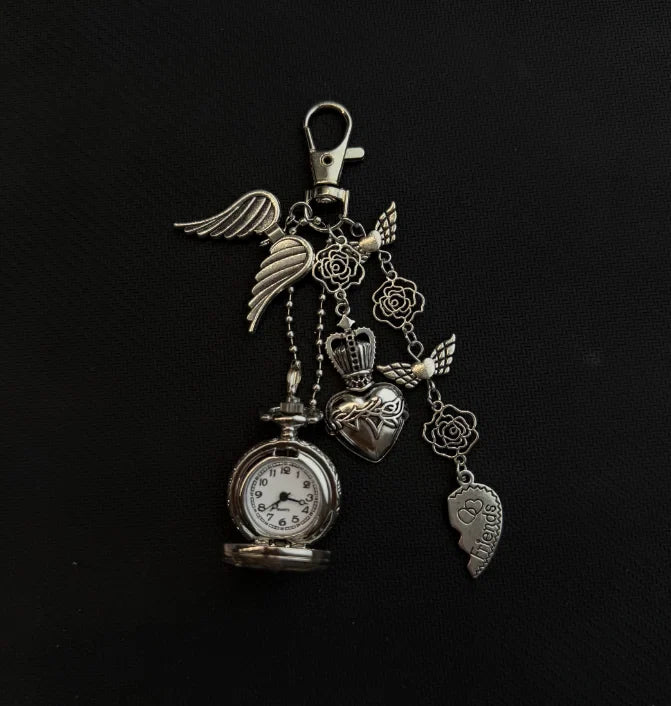 Original Hollow Heart Pocket Watch Chain Keychain Design Steampunk Clock Vintage Necklace Pendant Jewelry Watch Men Women Gift