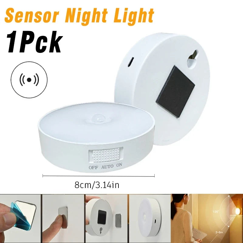 LED Night Light with Motion Sensor Cabinet Lamp Wireless Bedside Nightlight Battery Power For Bedroom Closet Stairs Lighting